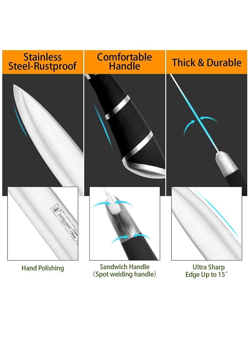 Set 9-Pieces Kitchen Knife,Chef Knives Block Set, Stainless Steel Knife Set for Cutting Slicing Dicing Chopping Silver  - Image 3