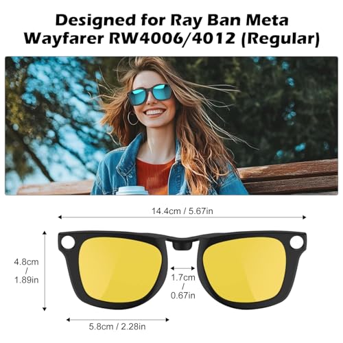 Rechale 4Pcs Polarized Clip for Ray-Ban Meta Wayfarer & Gen 2 (RW4006/RW4012, M,50-22), Discoloration Clip for Meta Wayfarer Gen 2 UV Protection, Smart Glasses Polarized Lens Set (Blue+Silver+Orange+Yellow) - Image 2