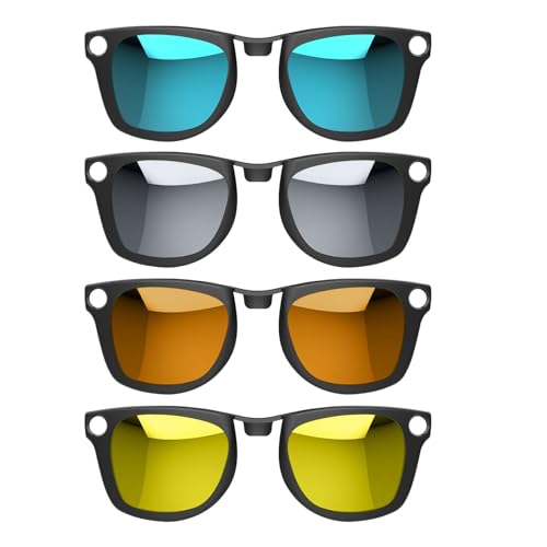Rechale 4Pcs Polarized Clip for Ray-Ban Meta Wayfarer & Gen 2 (RW4006/RW4012, M,50-22), Discoloration Clip for Meta Wayfarer Gen 2 UV Protection, Smart Glasses Polarized Lens Set (Blue+Silver+Orange+Yellow) - Image 1