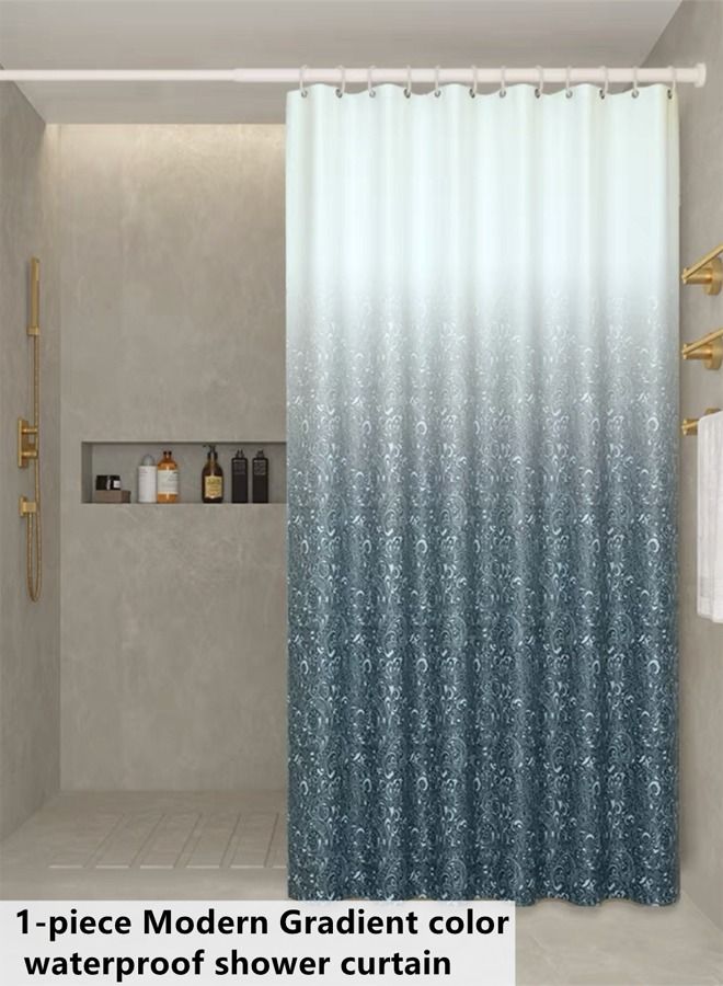 Kutis Gradient Shower Curtain for Bathroom - Decorative Roland Shower Liner - Household Printed Shower Curtain Set with Hooks - Bath Curtain 180 x 180 Centimeter - Image 1