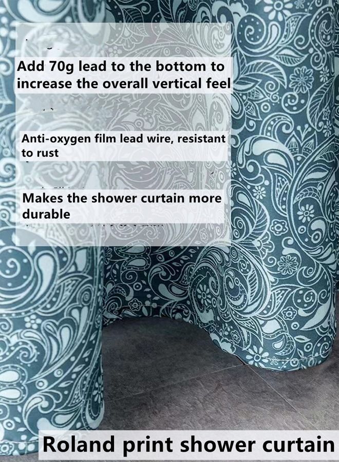 Kutis Gradient Shower Curtain for Bathroom - Decorative Roland Shower Liner - Household Printed Shower Curtain Set with Hooks - Bath Curtain 180 x 180 Centimeter - Image 5