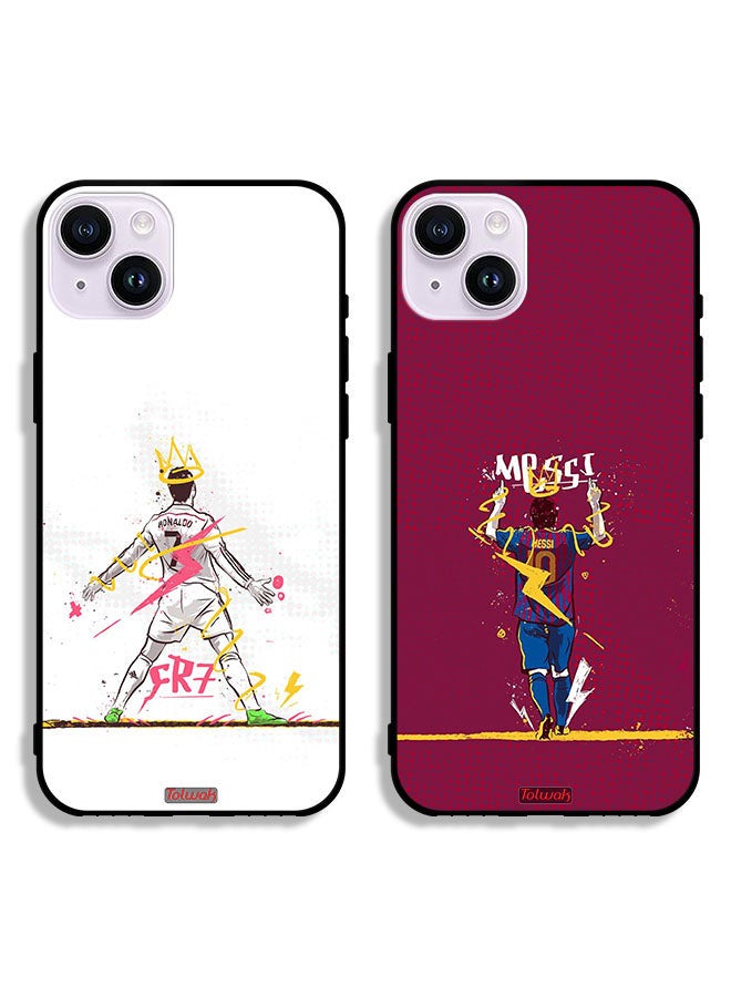 Tolwak Two Cases For Apple iPhone 14 Protective Covers Ronaldo and Messi Art - Image 1