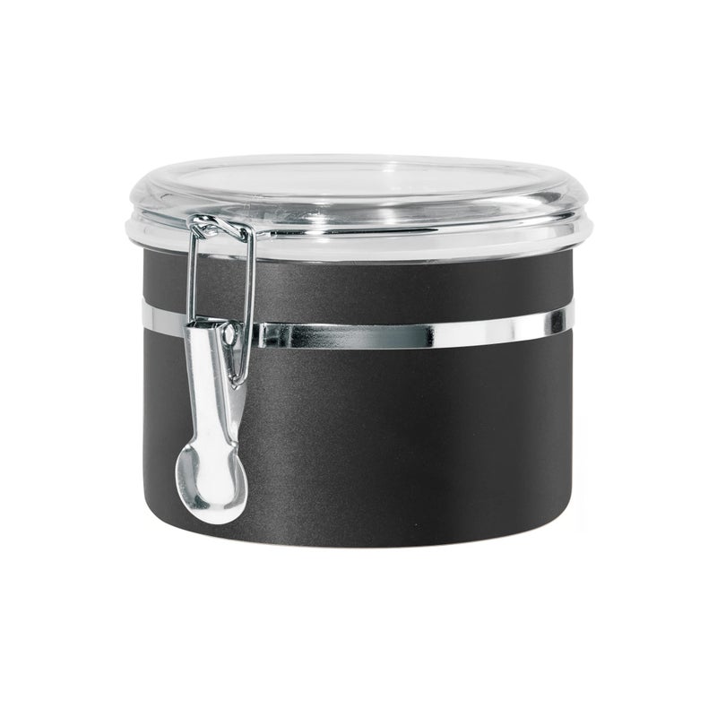 Oggi Stainless Steel Kitchen Canister 26 fl oz Black  Airtight Clamp Lid Clear SeeThru Top  Ideal for Kitchen Storage Food Storage Pantry Storage Size 5 x 35