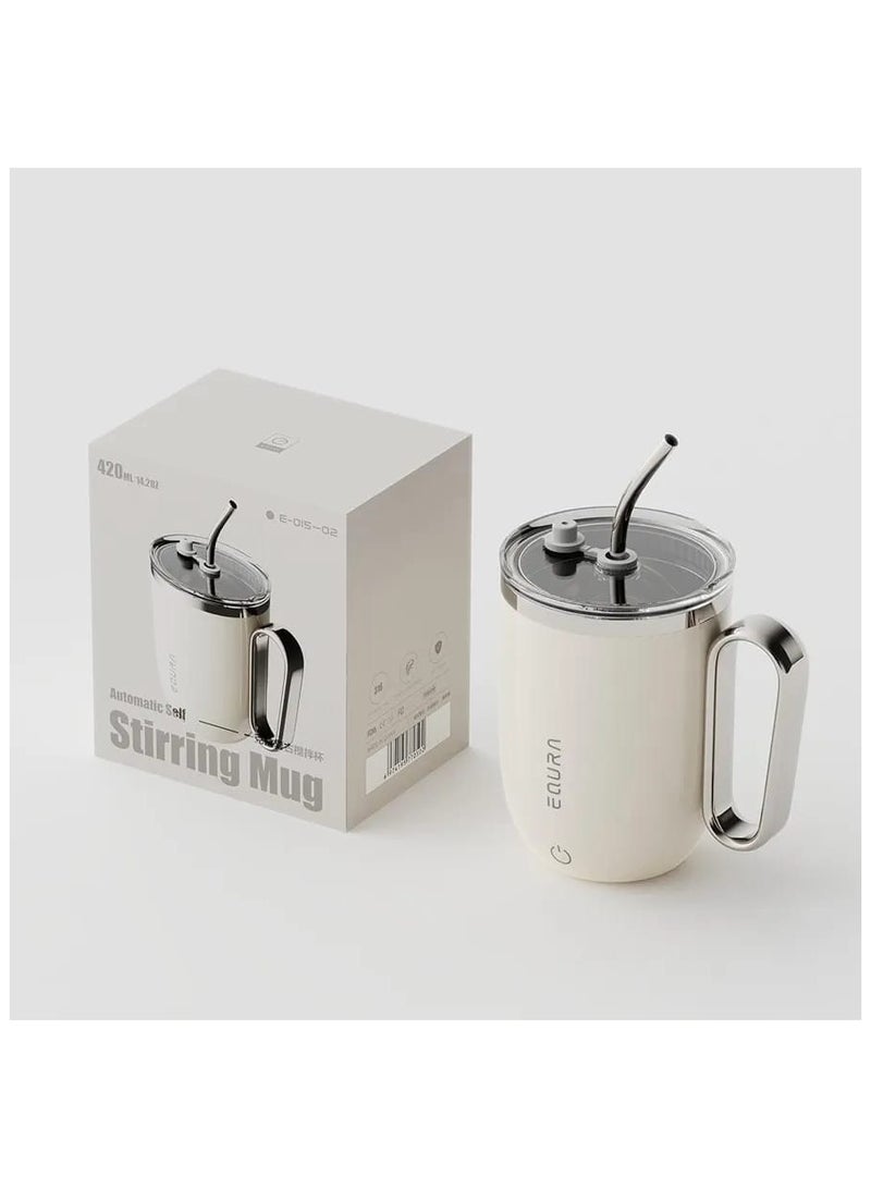 EQURA Self-Stirring Mug with LED Temperature Indicator and Straw, Automatic Magnetic Mixing Cup with Lid – Model E-015 - Image 4