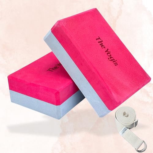 The Yogis High Density Foam Yoga Block Brick | Set of 2 | Large Size With - Yoga Belt - Image 1