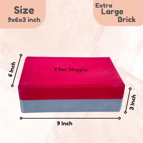 The Yogis High Density Foam Yoga Block Brick | Set of 2 | Large Size With - Yoga Belt - Image 3