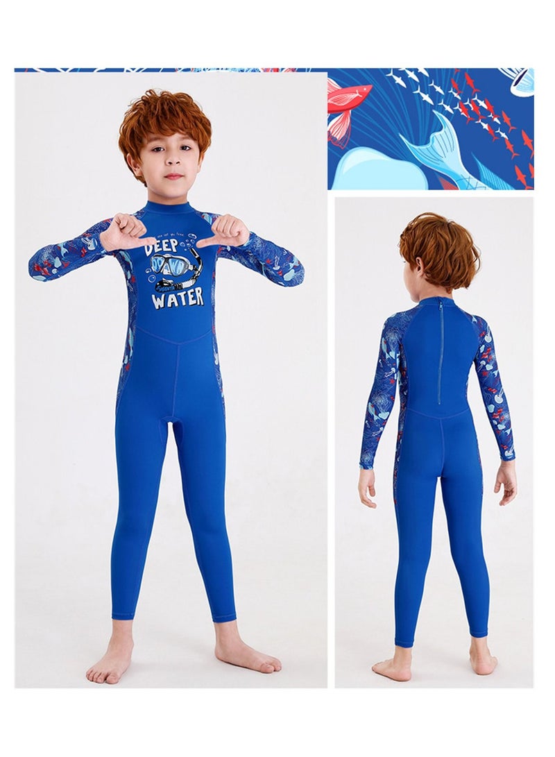DIVE & SAIL Keep Warm Children Diving Suit Three-layer High Elastic Wetsuit For Boys Blue - Image 2