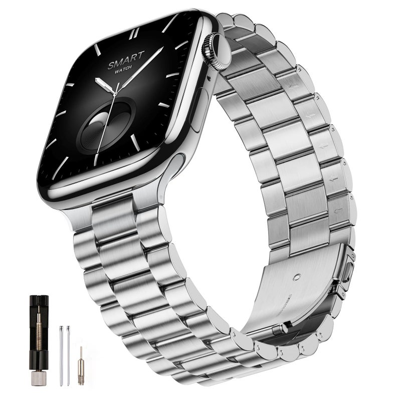 SUNFWR Compatible with Apple Watch Band 44mm 45mm 42mm 46mm 49mm for Men Women, Stainless Steel Metal iWatch Band for Apple Watch Series 11/10/9/8/7/6/5/4/3/2/1/SE/SE2/SE3 Ultra3/2/1 (No case) - Image 1