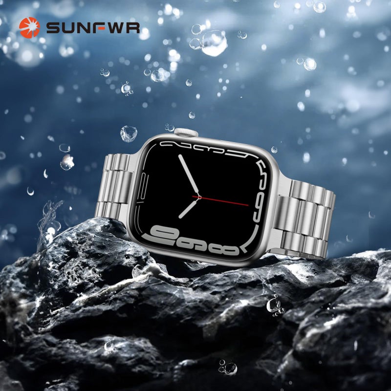 SUNFWR Compatible with Apple Watch Band 44mm 45mm 42mm 46mm 49mm for Men Women, Stainless Steel Metal iWatch Band for Apple Watch Series 11/10/9/8/7/6/5/4/3/2/1/SE/SE2/SE3 Ultra3/2/1 (No case) - Image 5