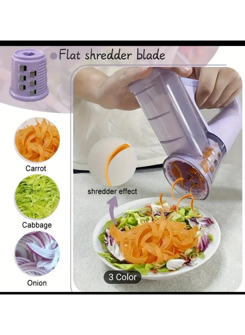BlueFire Electric Drum Vegetable Cutter with 3 Interchangeable Blades | Automatic Slicer, Shredder & Grater for Carrots, Potatoes, Cucumbers, Cheese & More | Fast One-Touch Food Processor for Salads, Meal Prep & Kids-Safe Cooking | Compact Design, Easy to Clean, Multi-Functional Kitchen Tool - Image 2