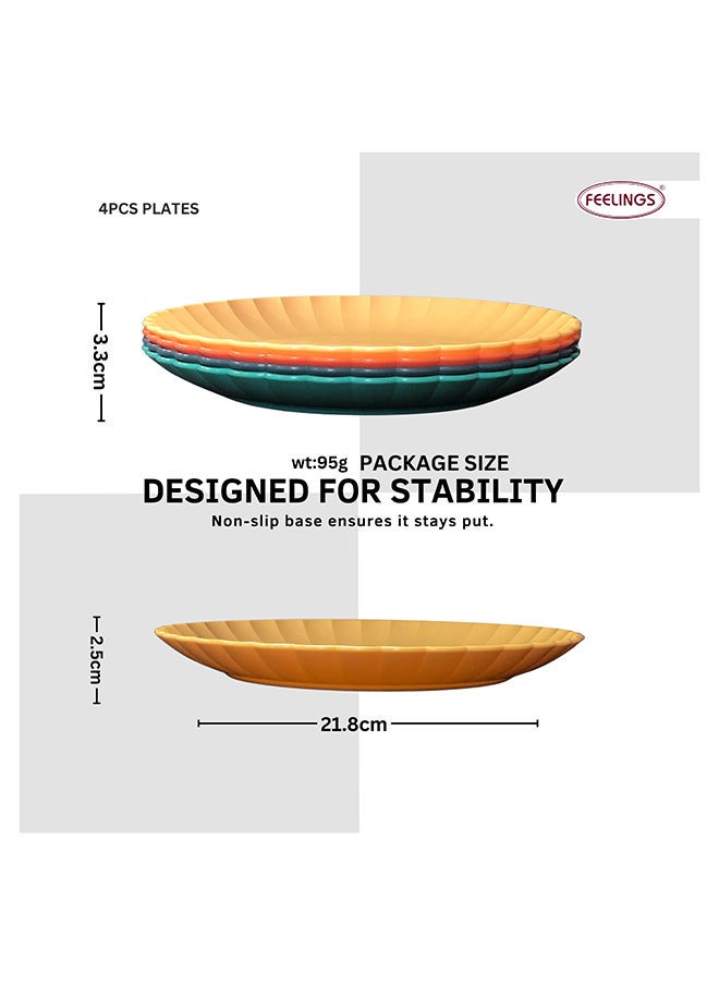 Feelings Feelings Plastic Salad Plate  4Pcs Set (22Cm) | Scratch Resistant & Stackable  - Image 2