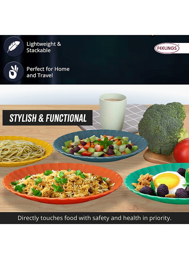 Feelings Feelings Plastic Salad Plate  4Pcs Set (22Cm) | Scratch Resistant & Stackable  - Image 4