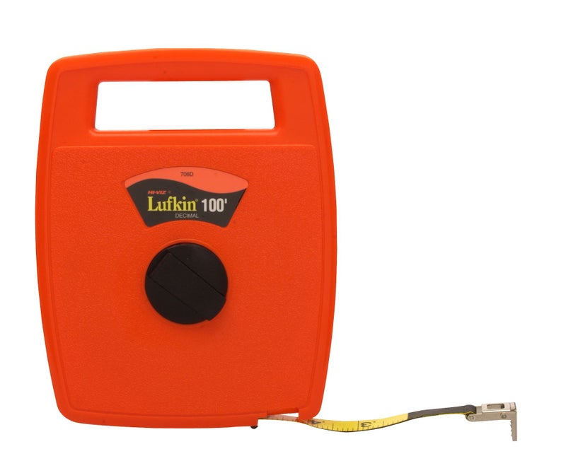 Lufkin Crescent Lufkin 12 x 100 HiViz Orange Linear Engineers Fiberglass Tape Measure 706D