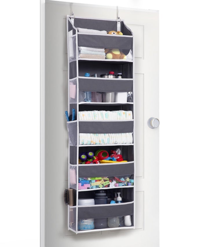 1 PACK COMPACT SIZE OVER DOOR ORGANIZER SLIM DOOR STORAGE FOR SMALLSIZED DOORS 5 SHELVES DARK GRAY
