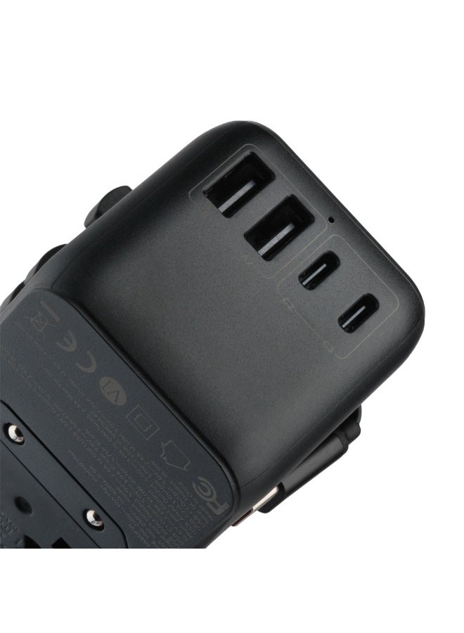 زيدكس محول سفر عالميمن 200 دولة، محول طاقة شامل وشاحن جداري مزود بمنفذ USB-C PD بقدرة 20 واط ومنفذ USB-A بتقنية QC 3.0، محول مقابس عالمي مع مقابس EU/UK/US/AU، شحن سريع لأجهزة iPhone وSamsung وiPad واللابتوب والكاميرا ومجفف الشعر والمزيد - Image 5
