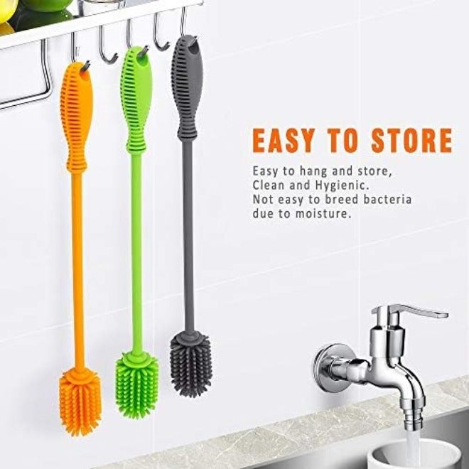 ddLUCK Silicone Bottle Cleaning Brush with Long Handle, 12.5" Water Bottle Cleaner for Baby Bottles, Hydro Flask, Sports Bottle, Vase, Glassware, Perfect for Smaller Diameter Bottle Openings (One Pack) - Image 5