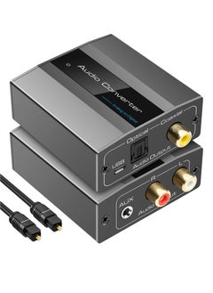 Analog to Digital Audio Converter RCA R/L to Optical with Optical Cable 3.5mmAUX Jack to Digital Toslink and Coaxial Audio Adapter for Soundbar