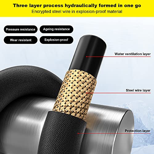 POHIR Pressure Washer Hose 50 ft with 3/8 Inch Quick Connect, Kink Resistant High Tensile Wire Braided,with 2 pcs M22 14mm Adapter Set, 4200 PSI Power Washer Hose - Image 5