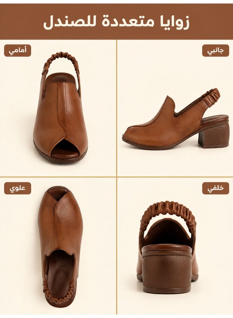 Women's Sandals Casual Sandals, Comfortable Women's Shoes with Thick Heel, Peep Toe Mid Heel Retro Shoes - Image 3