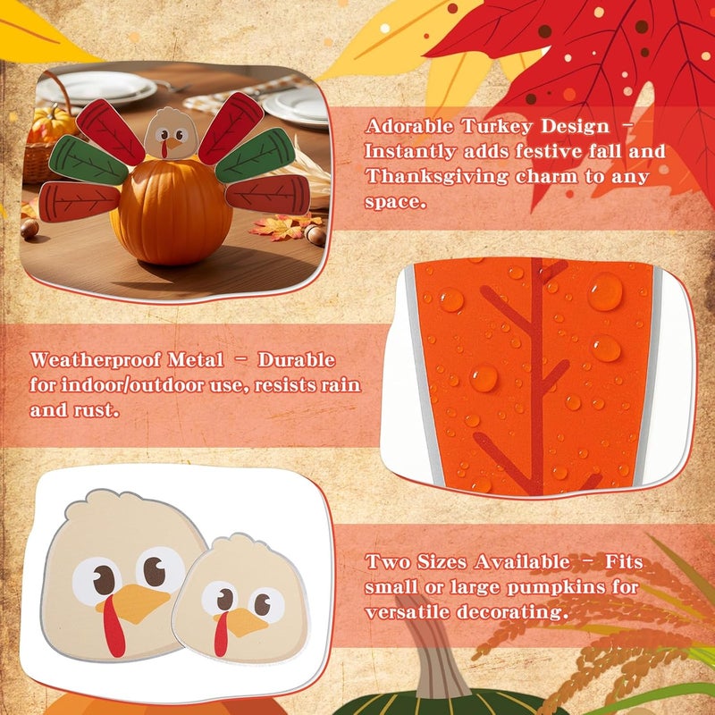AceOrbit Pumpkin Turkey Making Kit Colorful Metal Thanksgiving DIY Pumpkin Indoor Outdoor Holiday Decoration For Autumn Fall Harvest Halloween Home Decor(Large) - Image 4