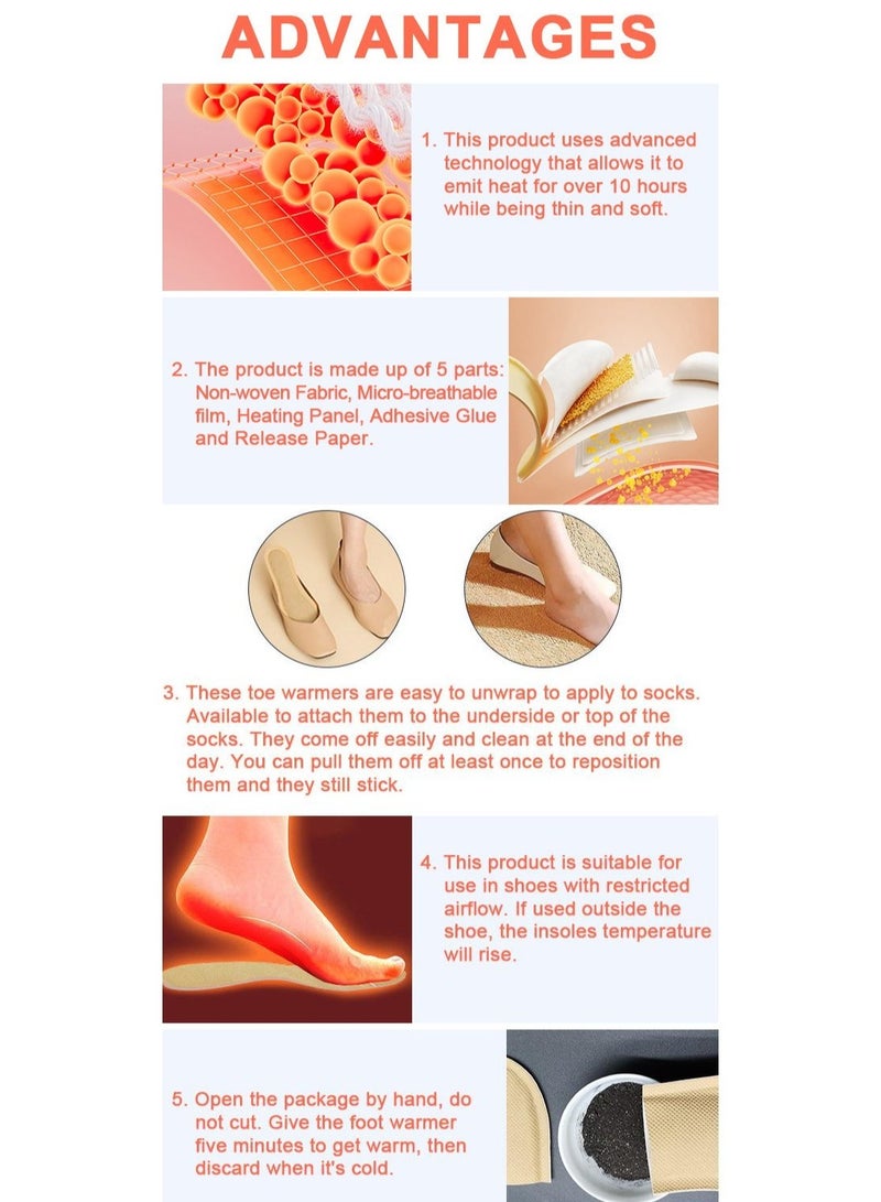 Hodaf 10 Pairs of Women's Foot Warming Insoles - Long-Lasting Safe Natural Odorless Air-Activated Insole Warmers - Heated for Up to 8 Hours - Image 5
