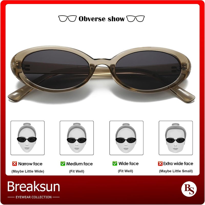 Breaksun Retro Oval Sunglasses for Women Men Fashion Small Oval Sunglasses 90s Vintage Shades - Image 2