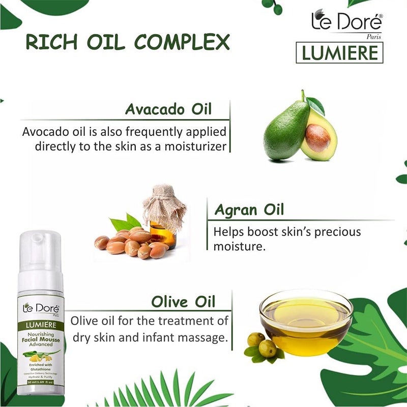 Le Dore Lumiere Foaming Oil Cleanser Face Wash  Nourish  Cleanse  For Acne Prone Skin 50 ml - Image 5
