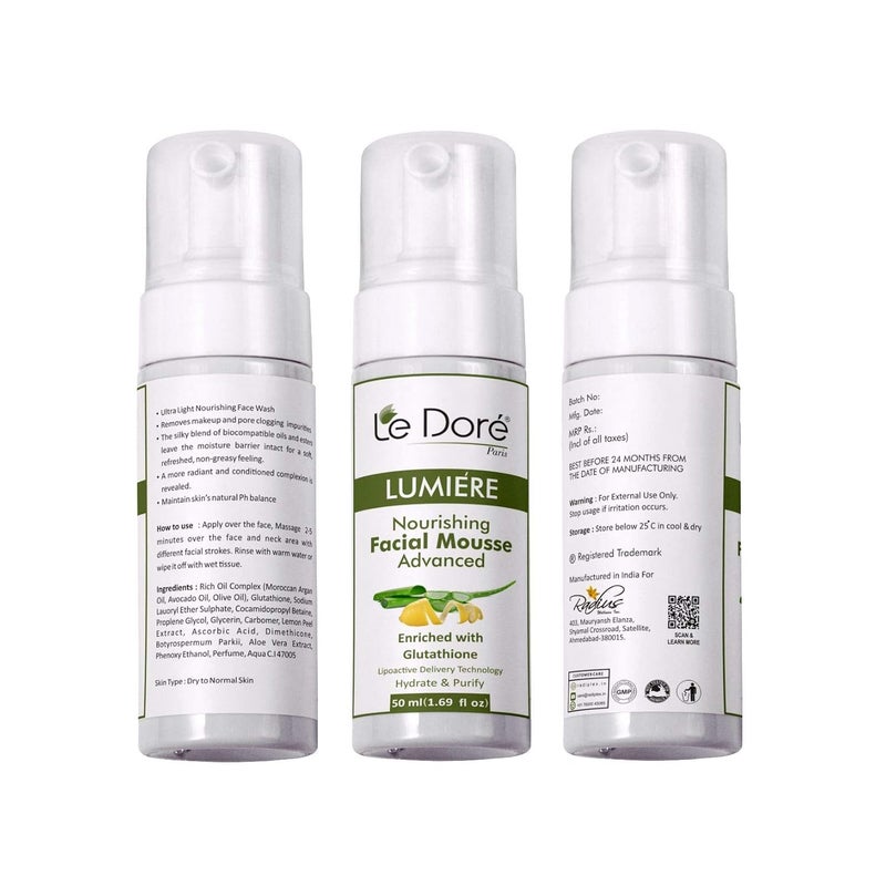 Le Dore Lumiere Foaming Oil Cleanser Face Wash  Nourish  Cleanse  For Acne Prone Skin 50 ml - Image 2