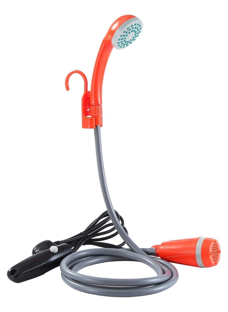 ريبنيو دش خارجي محمول من  يعمل بالبطارية رأس دش للتخييم صغير الحجم قابل لإعادة الشحن  يضخ الماء من الدلو إلى تيار دش ثابت ولطيف(احمر) - Image 1