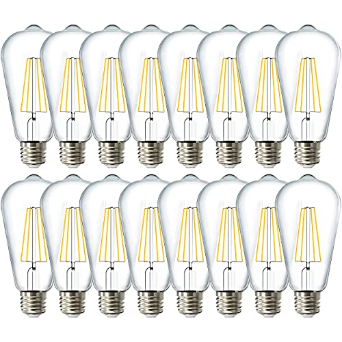 Sunco Lighting Sunco 16 Pack Edison Bulbs LED ST64, Clear Vintage Filament Waterproof Bulb, 800 LM, 8W (60W Equivalent), ST19, 4000K Cool White, E26 Medium Base, Decorative Dimmable UL - Image 1