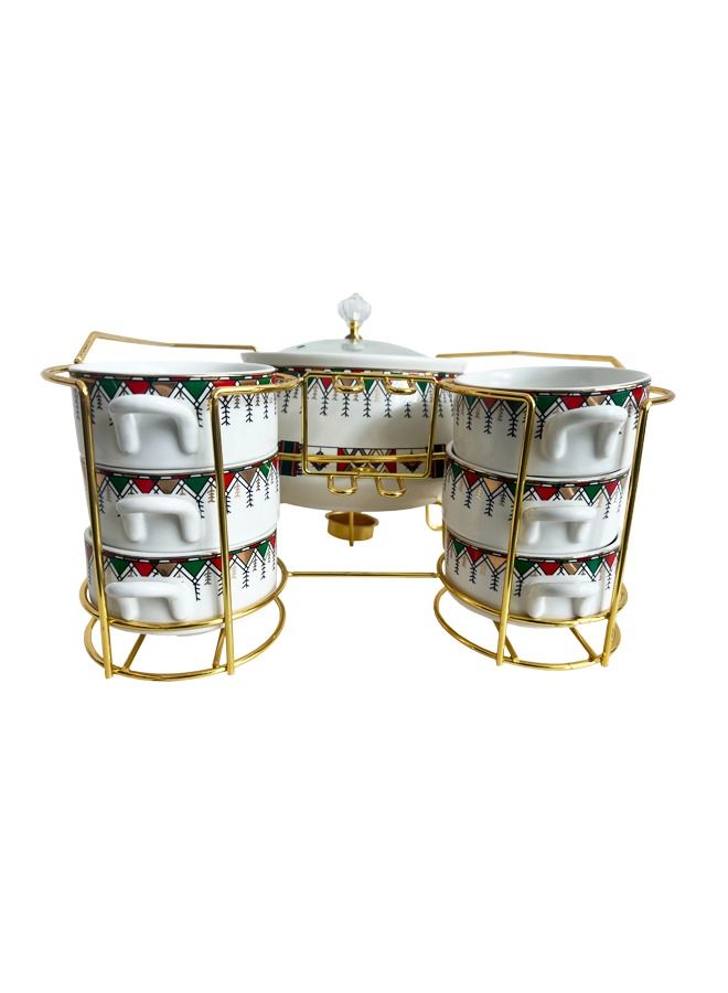 XIANGYU Nordic Ceramic Soup Pot And Bowl With Iron Frame Light Luxury Household Soup Bowls - Image 1
