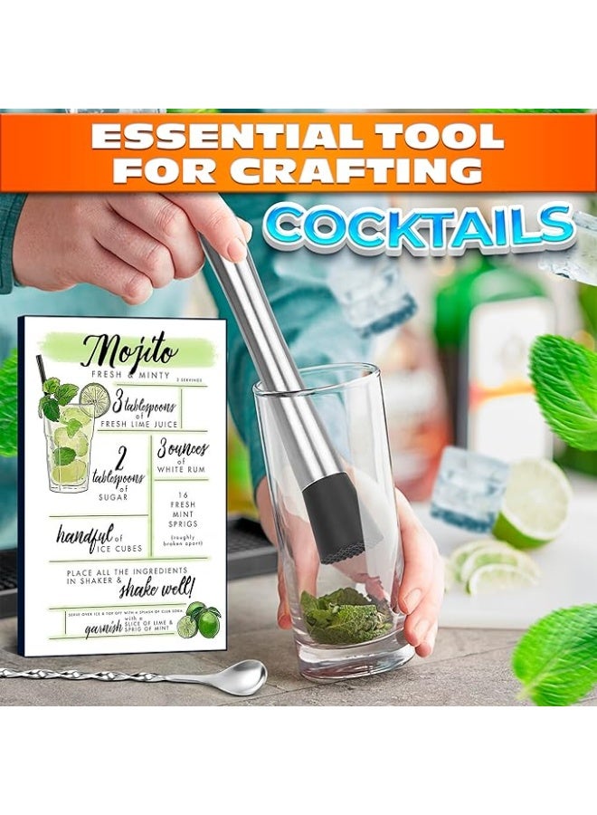 Stainless Steel Stir Spoon Muddler for Cocktails Set - Muddler Old Fashioned Cocktail Kit Ice Crusher Bar Spoon Cocktail Mixing Spoon - Fruit Crusher Mojito Mix Cocktail Shaker Coffee Bar Accessories - Image 4