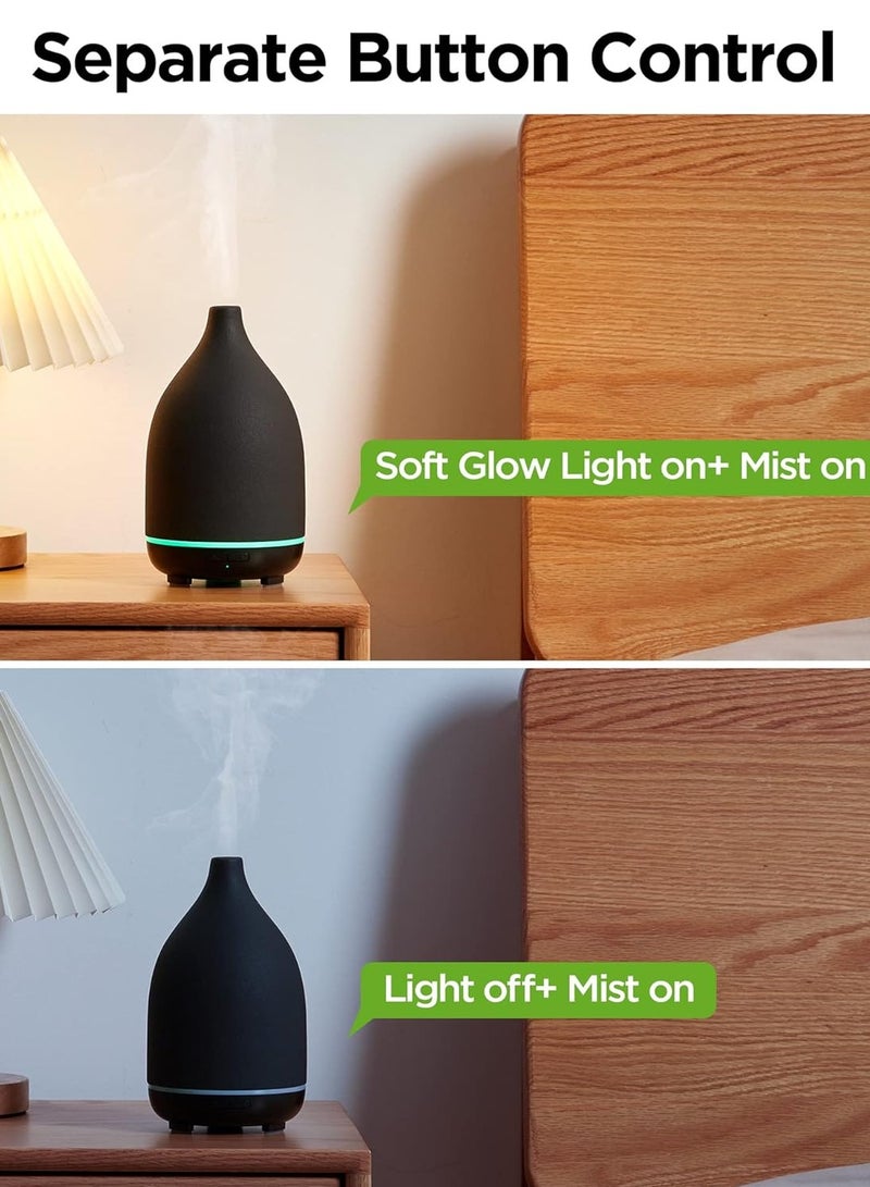 Y&D Oil Diffuser 250ML Ceramic Diffuser for Essential Oils Handcrafted Aromatherapy Diffuser Ultrasonic Cool Mist Humidifier with 2 Mist Modes Waterless Auto Off for Room Office Black  - Image 4