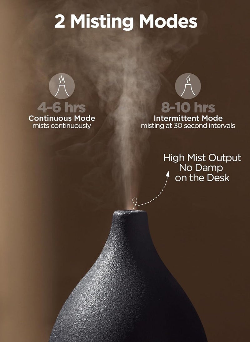 Y&D Oil Diffuser 250ML Ceramic Diffuser for Essential Oils Handcrafted Aromatherapy Diffuser Ultrasonic Cool Mist Humidifier with 2 Mist Modes Waterless Auto Off for Room Office Black  - Image 5