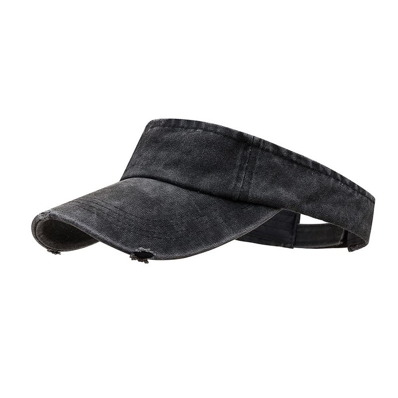 ANDICEQY Sport Retro Sun Visor Hats Adjustable Empty Top Baseball Cap Cotton Ball Caps for Women and Men (Retro Black) - Image 4