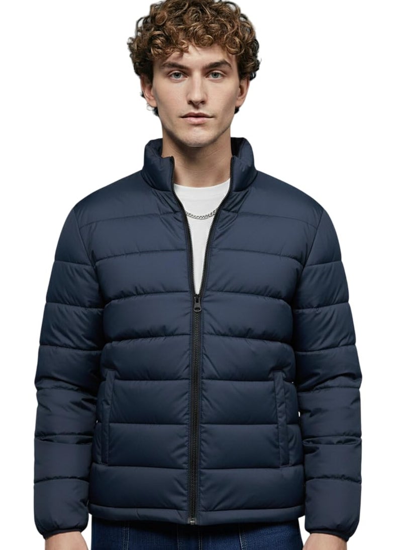 FYLTR, Men's Solid Long Sleeve Regular Fit Puffer Jacket, Navy, XL - Image 1