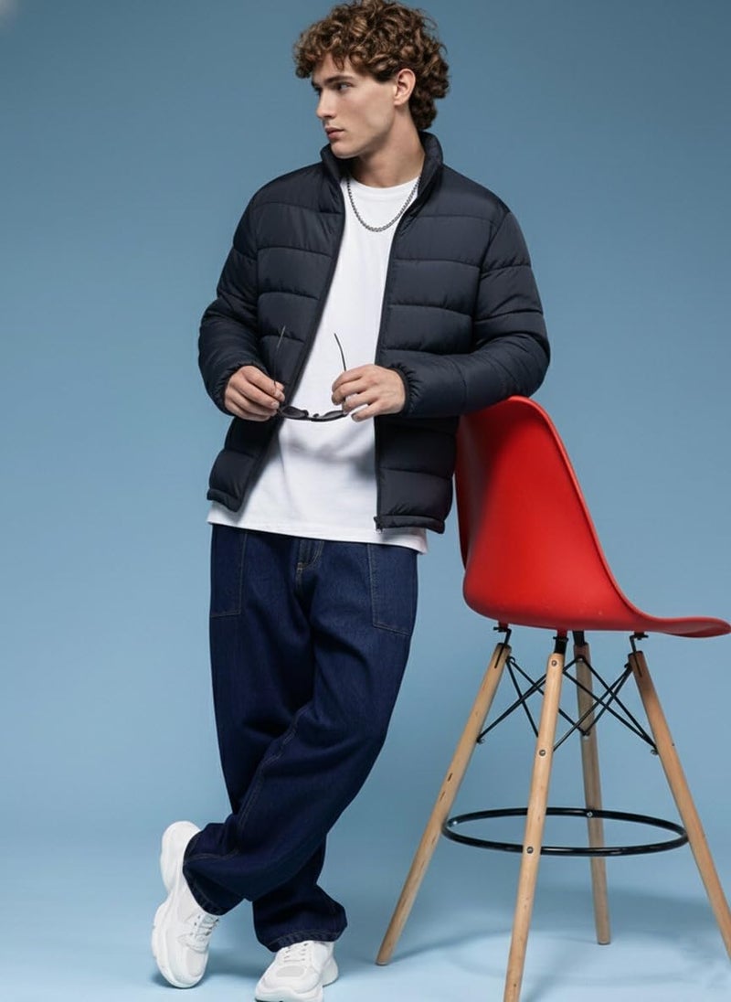 FYLTR, Men's Solid Long Sleeve Regular Fit Puffer Jacket, Navy, XL - Image 5