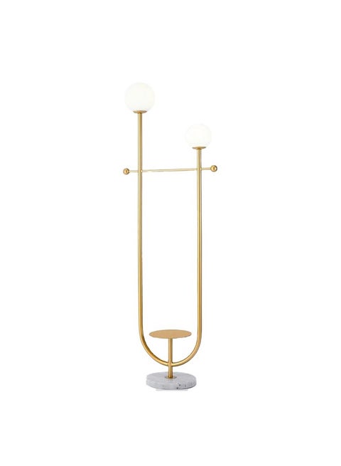 Ylights Modern Gold Stand Lamp with Marble Base , Luxury Sculptural Floor Lamp with Dual Globe Lights for Living Room Bedroom Contemporary Home Décor
