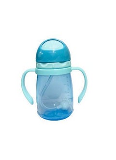 Nabhya Kids Plastic Joy Spillproof Transparent With Gravity Ball Straw Sipper Cup Water Bottle With Handles (Blue 250 Ml)  - Image 1