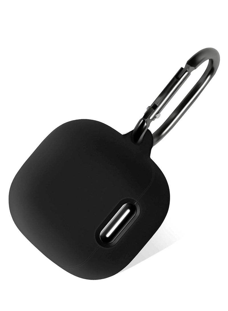 Silicone Case for Anker Soundcore Liberty 4 NC, Protective Cover with Carabiner (Black) - Image 2