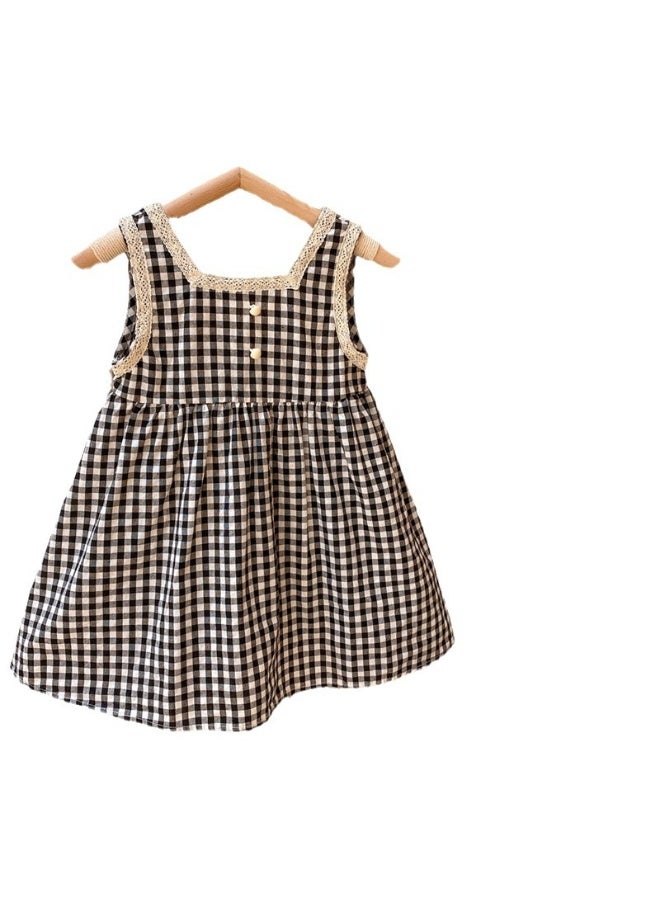 Ayada Home Gingham Lace Trim Dress for Girls, Sleeveless A-Line Sundress - Image 4
