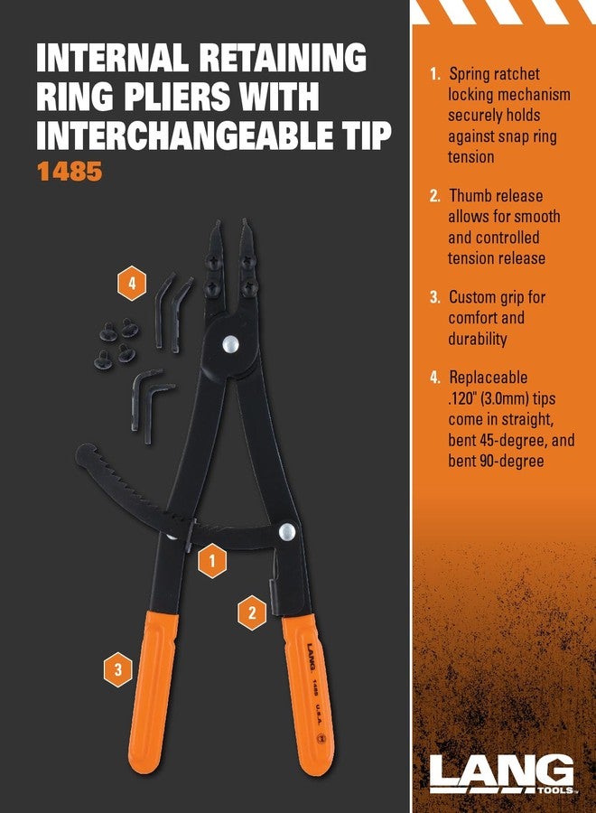 Lang Tools 1485 Heavy Duty Internal Retaining Ring Pliers - Image 4