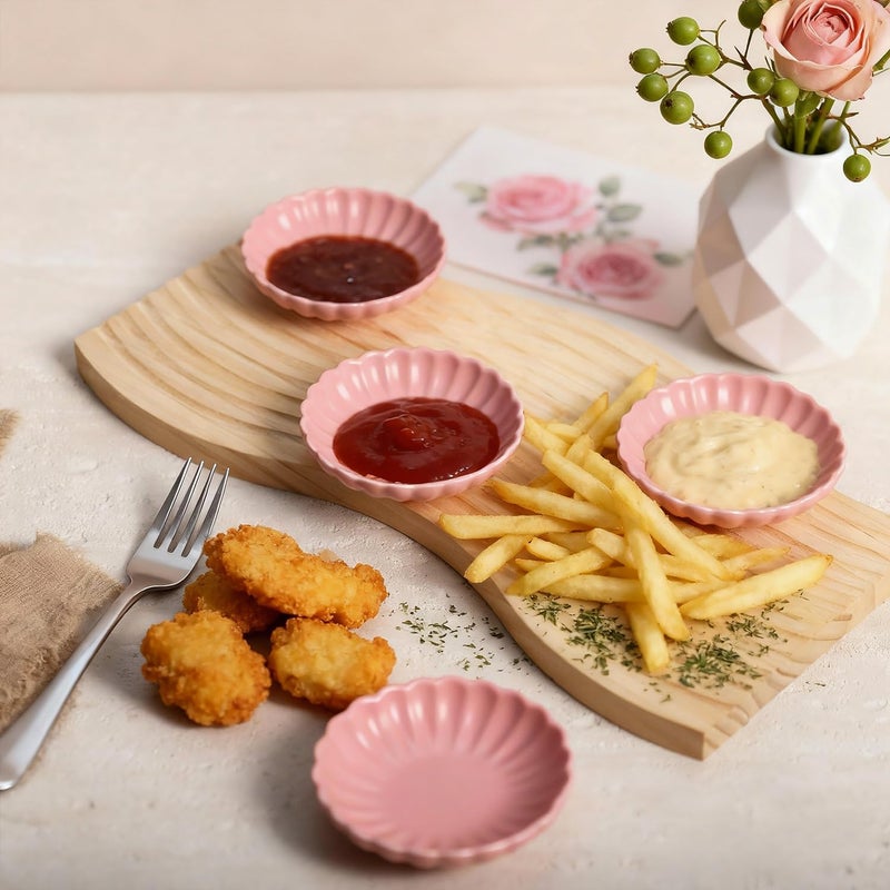 Gaolinci 3.5 Inches Flower Shape Ceramic Sauce Dish,Mini Side Seasoning Dish,Snack Serving Dishes,Porcelain Small Saucer Set(Set of 4) - Image 5