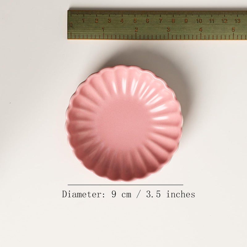 Gaolinci 3.5 Inches Flower Shape Ceramic Sauce Dish,Mini Side Seasoning Dish,Snack Serving Dishes,Porcelain Small Saucer Set(Set of 4) - Image 2