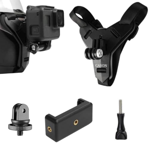 CASON - Helmet Mount for Action Camera/Helmet Chin Mount/Helmet Strap Belt Action Camera CN10 CS6, Go pro Hero 10/9/8/7/6,SJCAM, Yi, DJI Osmo Action & Others (Black) - Image 1