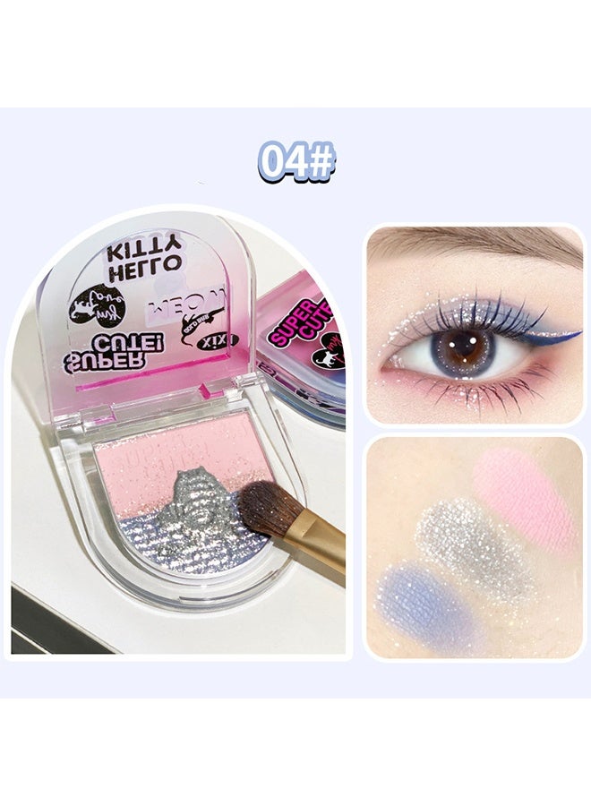 XIXI 3 Color Eyeshadow Palette-Eyeshadow and Highlighter Palette, 3 in 1 Makeup Powder Palette, Cruelty-Free Matte Eyeshadow, Shimmer Illuminator Highlighters for a Glowing Look,#04 Baby Pink & Sea Blue - Image 2