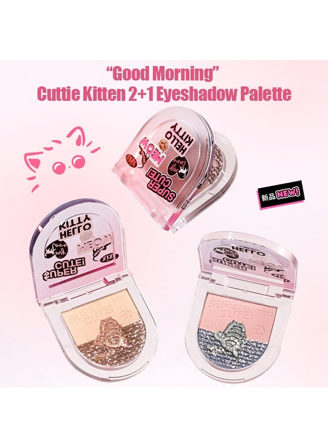 XIXI 3 Color Eyeshadow Palette-Eyeshadow and Highlighter Palette, 3 in 1 Makeup Powder Palette, Cruelty-Free Matte Eyeshadow, Shimmer Illuminator Highlighters for a Glowing Look,#04 Baby Pink & Sea Blue - Image 4