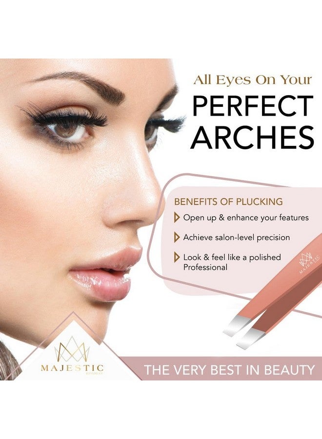 Majestic Bombay Tweezers Set 4Piecestainless Steel Slant Tip + Sharp Pointed Eyebrow Tweezer Setprecision Facial Hair Removal Eyebrow Hair Splinter Blackhead Ingrown Hair/Tick Removerends Meet Perfect - Image 3