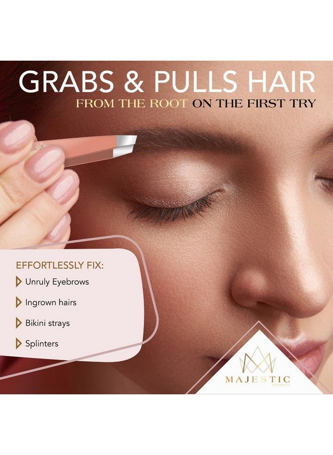 Majestic Bombay Tweezers Set 4Piecestainless Steel Slant Tip + Sharp Pointed Eyebrow Tweezer Setprecision Facial Hair Removal Eyebrow Hair Splinter Blackhead Ingrown Hair/Tick Removerends Meet Perfect - Image 5