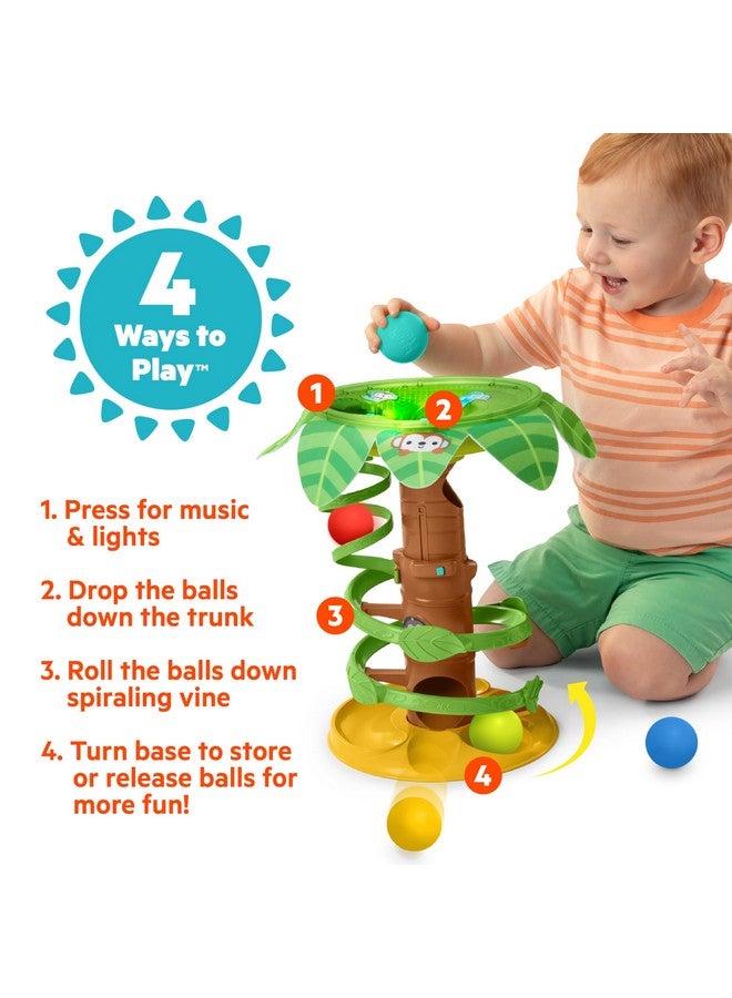 Bright Starts Tropical Twirl Ball Play Toy with Lights & Music, 5 Balls Included, Unisex, 6 Months+ - Image 3